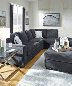 Slate Gray chenille ottoman, Square 36" × 36" styled room; other furniture and accessories not included - 17
