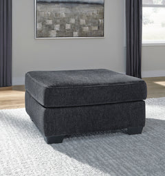 Slate Gray chenille ottoman, Square 36" × 36" styled room; other furniture and accessories not included - 18