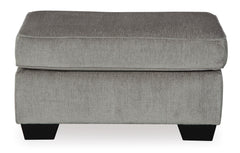 Alloy Gray chenille ottoman, Rectangular 34" × 24" front view - 2