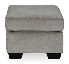 Alloy Gray chenille ottoman, Rectangular 34" × 24" side view - 3