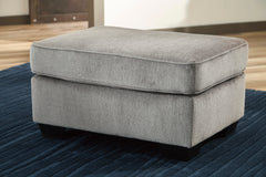 Alloy Gray chenille ottoman, Rectangular 34" × 24" styled room; other furniture and accessories not included - 4