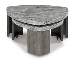 Gray Faux Marble Coffee Table with Pivoting Lower Table, nested position; accessories excluded - 1