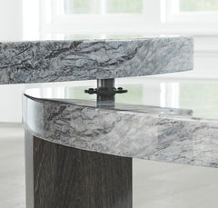 Gray Faux Marble Coffee Table with Pivoting Lower Table, pivot detail; accessories excluded - 6