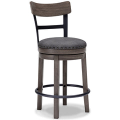 Gray / Counter Height — 24.13-Inch Seat, angle view; one stool included; additional furniture and accessories excluded - 7