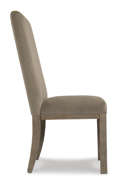Gray/Brown Dining Chairs, side view; sold as a matching pair; tables, additional chairs and accessories excluded - 5