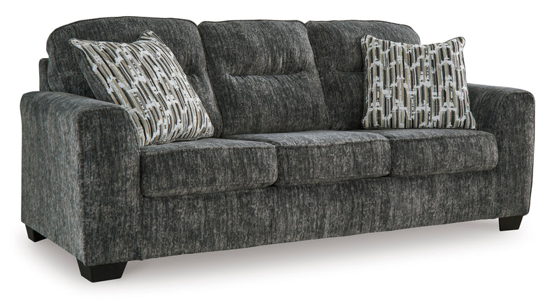 Gunmetal Upholstered Sofa, Loveseat and Chair and a Half
