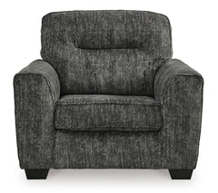 Gunmetal Upholstered Seating, chair and a half front view - 13