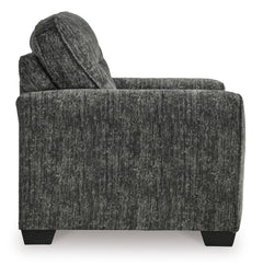 Gunmetal Upholstered Seating, chair and a half side view - 14
