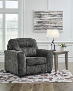 Gunmetal Upholstered Seating, chair and a half room setting; tables and decor excluded - 15
