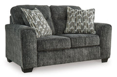 Gunmetal Upholstered Seating, loveseat angle view - 6