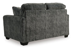 Gunmetal Upholstered Seating, loveseat back view - 7