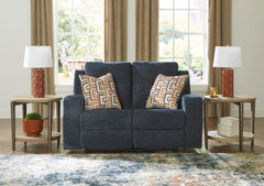 Ink Fabric Reclining Seating, loveseat room setting; tables and room accessories excluded - 27