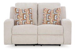 Stone Fabric Reclining Seating, loveseat front view - 9