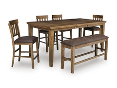 Light Brown / Table + 4 Stools + Bench, product view 1; includes table + 4 stools + bench; other furniture and accessories excluded - 22