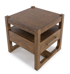 Light Brown End Table with Storage Drawer and Open Shelf, alternate angle - 3