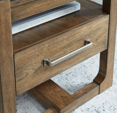 Light Brown End Table with Storage Drawer and Open Shelf, construction detail - 6