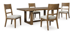 Oatmeal / Light Brown / Table + 4 Chairs, product view 1; included: 1 table; 4 matching chairs; all other furniture and accessories excluded - 32