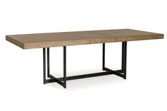 Light Brown / Dining Table Only, table angle with leaf installed; one table included; chairs, stools and benches excluded; additional furniture and accessories excluded - 1