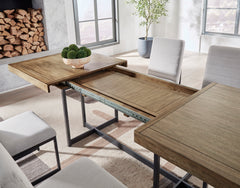 Light Brown / Dining Table Only, leaf storage detail; one table included; chairs, stools and benches excluded; additional furniture and accessories excluded - 12