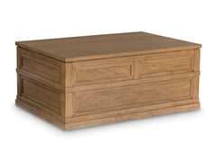 Light Brown Lift-Top Coffee Table with Drawer and Casters, back view; accessories excluded - 3
