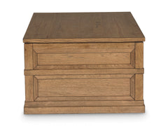 Light Brown Lift-Top Coffee Table with Drawer and Casters, side view; accessories excluded - 8