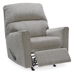 Light Gray rocker recliner, reclined angled view - 42