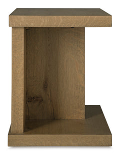 Light Oak Veneer Chairside Table with Dual USB Ports, side view - 7