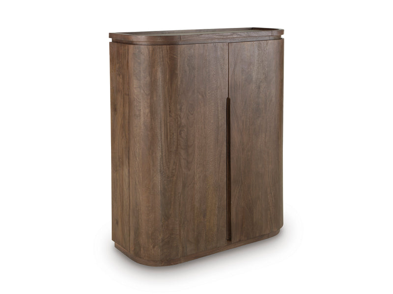 Medium Brown Mango Wood Bar Cabinet with Wine Storage