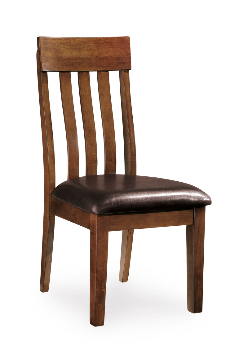 Medium Brown Rake-Back Dining Chairs with Faux Leather Seats, Set of 2