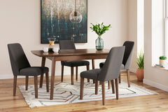 Brown Table / Charcoal/Brown Seating / Table + 4 Chairs, product view 2; included: 1 table; 4 matching chairs; all other furniture and accessories excluded - 35