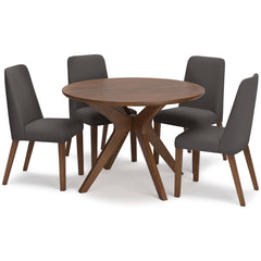 Brown Table / Charcoal/Brown Seating / Table + 4 Chairs, product view 1; included: 1 table; 4 matching chairs; all other furniture and accessories excluded - 28