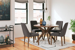 Brown Table / Charcoal/Brown Seating / Table + 4 Chairs, product view 2; included: 1 table; 4 matching chairs; all other furniture and accessories excluded - 29