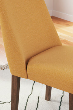 mustard and brown upholstered dining chairs, upholstery detail - 29