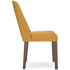 mustard and brown upholstered dining chairs, single chair opposite side profile - 32