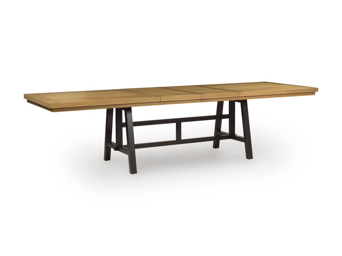 Black/Brown / Dining Table Only, table angle with leaves installed; one table included; chairs, stools and benches excluded; additional furniture and accessories excluded