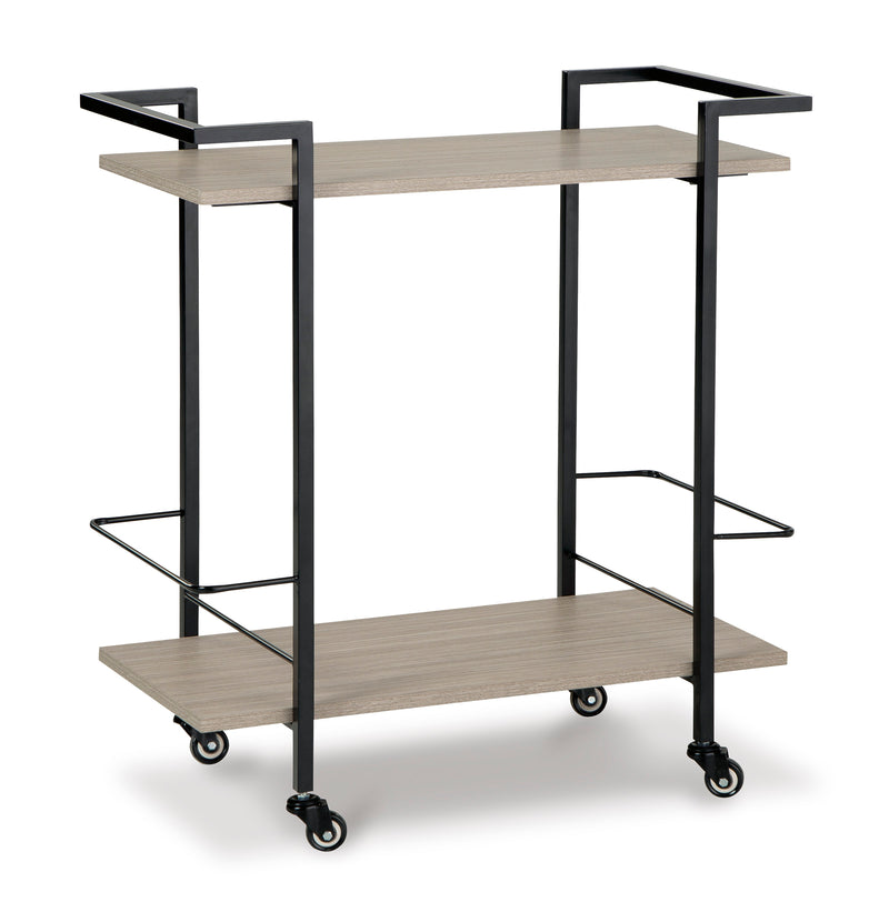 Natural Wood-Look Bar Cart with Locking Casters