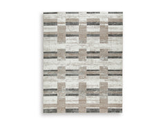 Neutral Block-Stripe Area Rug with Jute Backing, larger size front view - 5
