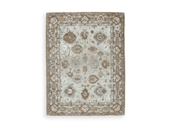 Neutral Botanical Memory Foam Area Rug in Brown, Beige and Gray, smaller size front view - 1