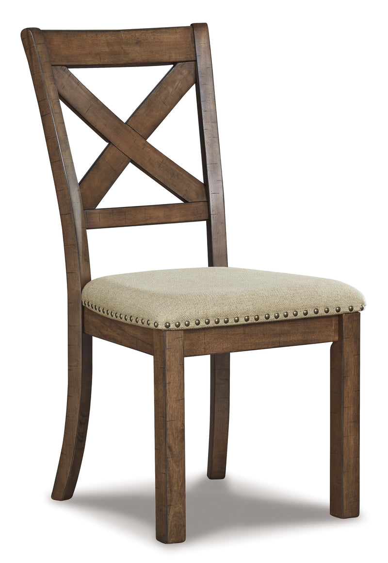 Nutmeg X-Back Dining Chairs with Beige Upholstered Seats, Set of 2