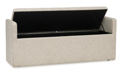 Black/Brown / 1 Beige Storage Bench, product view 2; one beige storage bench; table and all chairs excluded; other furniture and accessories excluded - 37
