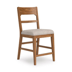 Oatmeal/Light Brown / Fixed — Set of 2 Stools, angle view; matching pair included; additional furniture and accessories excluded - 1