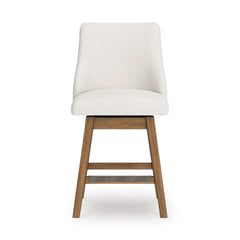 Oatmeal/Light Brown / Swivel — Set of 2 Stools, front view; matching pair included; additional furniture and accessories excluded - 10
