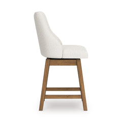 Oatmeal/Light Brown / Swivel — Set of 2 Stools, side view; matching pair included; additional furniture and accessories excluded - 11