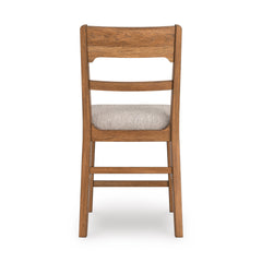 Oatmeal/Light Brown / Fixed — Set of 2 Stools, back view; matching pair included; additional furniture and accessories excluded - 2