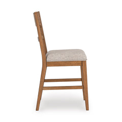 Oatmeal/Light Brown / Fixed — Set of 2 Stools, side view; matching pair included; additional furniture and accessories excluded - 5