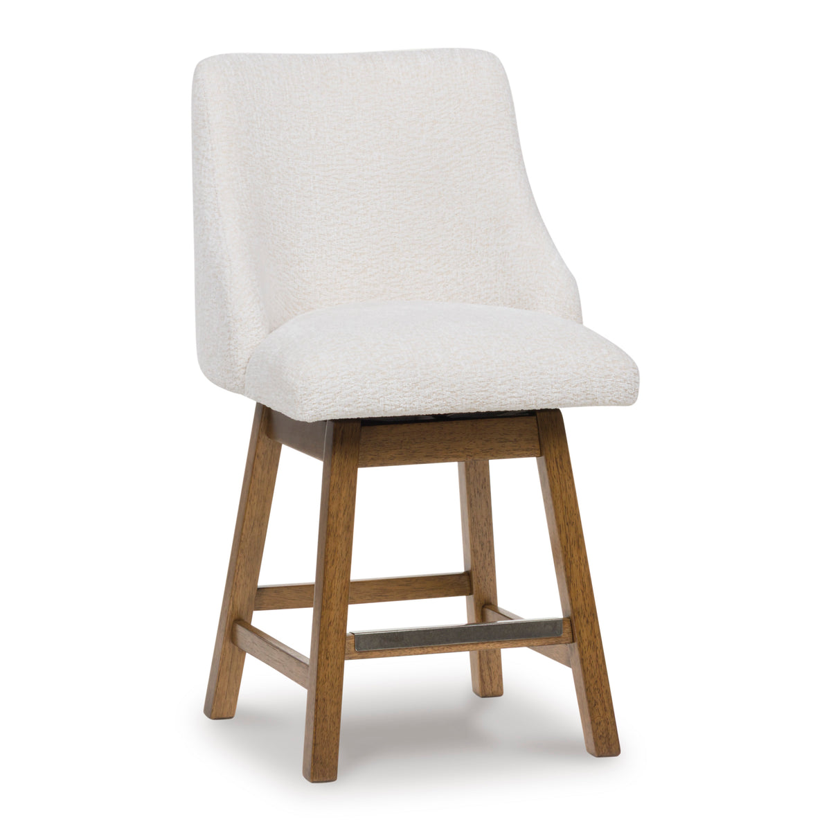 Oatmeal/Light Brown / Swivel — Set of 2 Stools, angle view; matching pair included; additional furniture and accessories excluded