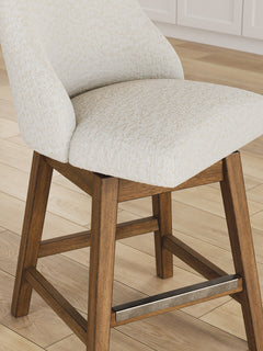 Oatmeal/Light Brown / Swivel — Set of 2 Stools, design detail; matching pair included; additional furniture and accessories excluded - 9