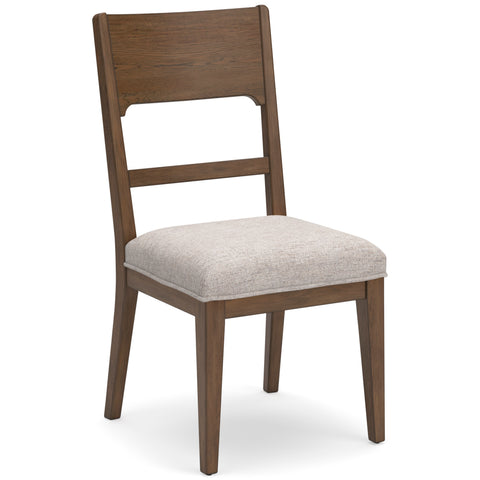 Oatmeal Upholstered Dining Chairs with Light Brown Wood Frames, Set of 2