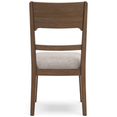 Oatmeal/Light Brown Dining Chairs, back view; sold as a matching pair; tables, additional chairs and accessories excluded - 5