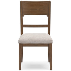 Oatmeal/Light Brown Dining Chairs, front view; sold as a matching pair; tables, additional chairs and accessories excluded - 6